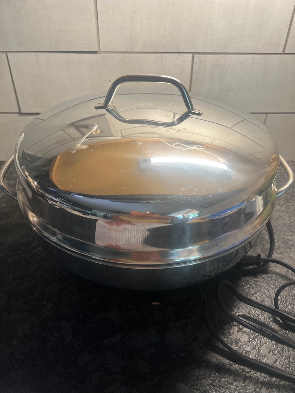 Farberware Stainless Steel Electric Skillet with Deep Lid Double handles.